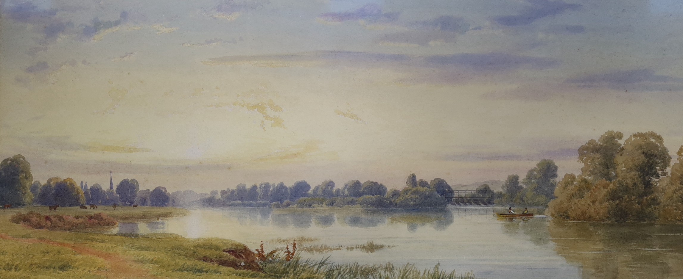 English School c.1900, pair of watercolours, The Thames at Magna Carter Island, 23 x 53cm